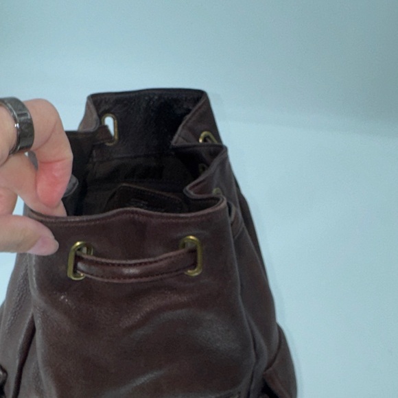 Vintage Fossil thick Leather Drawstring Backpack - Picture 7 of 9
